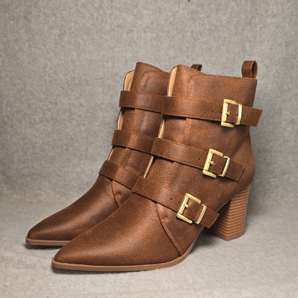 Journee Collection Winsley Brown Buckle Ankle Booties